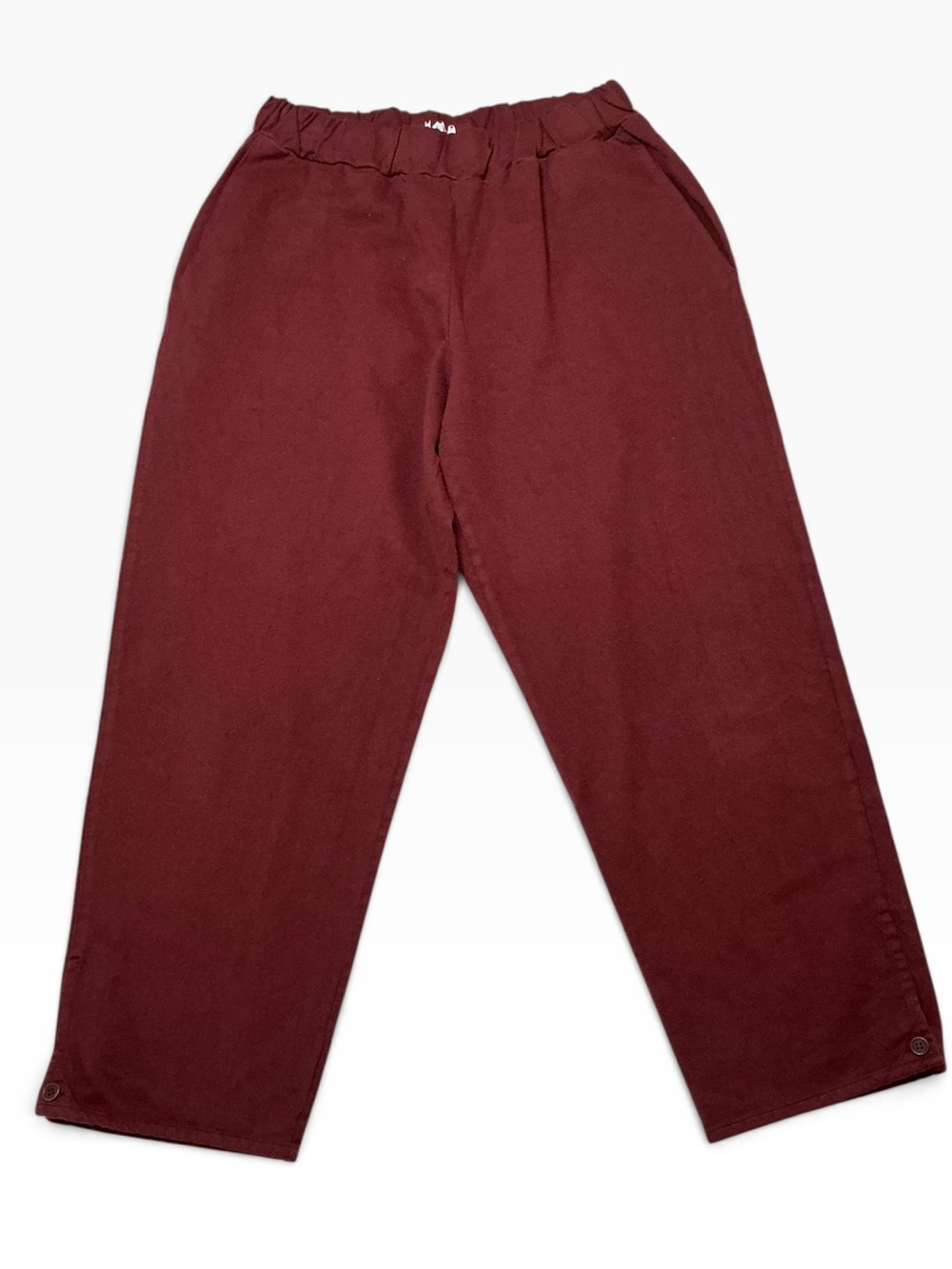 LABO.ART Cotton Wool Ankle Pants Maroon Rust Elastic Waist Size 3 Large